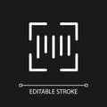 Scanning barcode pixel perfect white linear ui icon for dark theme
