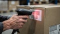 Scanning Barcode Rapidly, Parcel Labeling And Inventory Check, Workers Using Scanners To Manage Inventory Efficiently Royalty Free Stock Photo