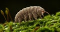 Scanning electron micrograph style tardigrade on wet moss Royalty Free Stock Photo