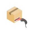 Scanning label on box with barcode scanner icon Royalty Free Stock Photo