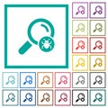 Scanning for malware flat color icons with quadrant frames