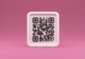 Scanning a Qr Code Design on Pink Background Royalty Free Stock Photo