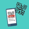 Scanning QR code on mobile phone. Modern digital technology. Royalty Free Stock Photo