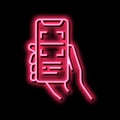 scanning qr code phone app neon glow icon illustration Royalty Free Stock Photo