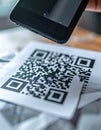 Scanning a QR Code with a Smartphone Royalty Free Stock Photo