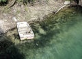 Scanno lake in Abruzzo Italy abandoned and sunken boat Royalty Free Stock Photo