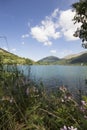 Scanno lake with flowers