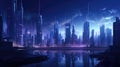 scape futuristic night city