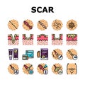 Scar After Trauma Or Surgery Icons Set Vector