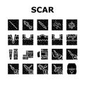 Scar After Trauma Or Surgery Icons Set Vector