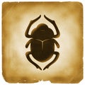 Scarab beetle Egyptian symbol old paper