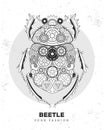 Scarab beetle silhouette with gears. Punk style.