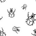 Scarab black vector seamless pattern. Line art Royalty Free Stock Photo