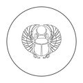 Scarab icon in outline style isolated on white background. Ancient Egypt symbol stock vector illustration.