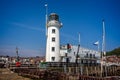 Scarborough lighthouse and bathing belle statue