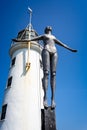 Scarborough lighthouse and bathing belle statue