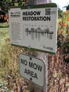 Meadow Restoration sign in The Meadoway in Scarborough, Ontario.