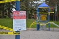 A COVID-19 closed playground and equipment in Scarborough, Ontario.