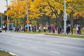 People wait in line for a Covid-19 test at the Birchmount Covid-19 Assessment Centre.