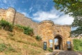 Arched entrance in the medieval walls of Scarborough Castle.