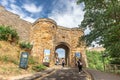 Arched entrance in the medieval walls of Scarborough Castle.