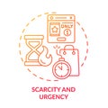 Scarcity and urgency red gradient concept icon