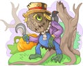 Cute monster scarecrow halloween design funny illustration Royalty Free Stock Photo