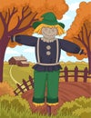 Scarecrow at autumn garden vector Royalty Free Stock Photo