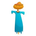 Scarecrow blue dress icon, cartoon style