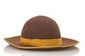 Scarecrow brown felt hat with with yellow loop Royalty Free Stock Photo