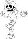 Outlined Happy Jack O Lantern Cartoon Character Dancing Royalty Free Stock Photo