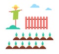 Scarecrow Field Protector Set Vector Illustration