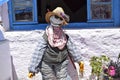 Scarecrow decorated with Lavender Flowers