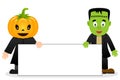 Scarecrow & Frankenstein Blank Banner