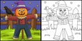 Scarecrow Halloween Coloring Page Illustration Royalty Free Stock Photo