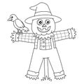 Scarecrow Halloween Coloring Page Isolated Royalty Free Stock Photo