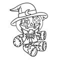 Scarecrow Halloween Isolated Coloring Page Royalty Free Stock Photo