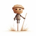 Cartoonish Scarecrow On Grass: A Playful And Whimsical Illustration