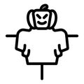 Scarecrow line icon. Jackstraw web vector illustration isolated on white. Dummy outline style design, designed for web