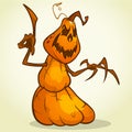 Scarecrow pumpkin head cartoon style isolated on white. Vector Halloween design Royalty Free Stock Photo