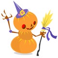 Scarecrow pumpkin head cartoon style isolated on white. Vector Halloween design Royalty Free Stock Photo
