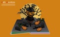 Scarecrow with pumpkins on halloween night. Royalty Free Stock Photo