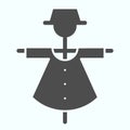 Scarecrow puppet solid icon. Farmer helper in garden for scaring away birds. Autumn harvest vector design concept, glyph