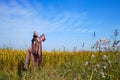 Scarecrow on a rice field Royalty Free Stock Photo