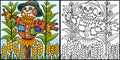 Scarecrow Stock Coloring Page Colored Illustration