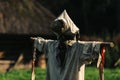 Scarecrow and traditional hut Royalty Free Stock Photo