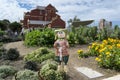 Scarecrow and Visitors in the Kitchen Garden, Adelaide Botanic G