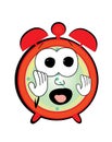 Scared Alarm clock cartoon Royalty Free Stock Photo