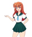 Scared anime manga girl with red hair