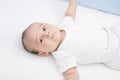 Scared baby in bed, alone in his room Royalty Free Stock Photo